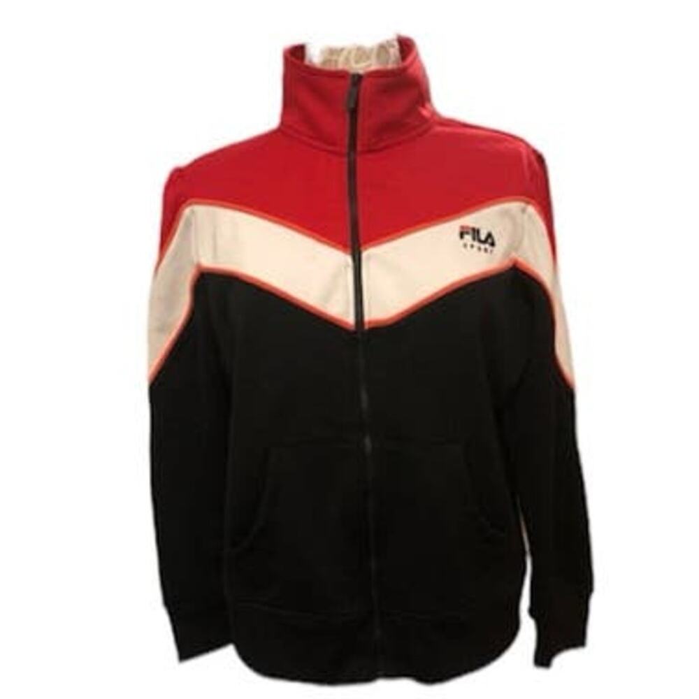 1990s Fila Sport Colorblock Track Jacket Red Black size XL